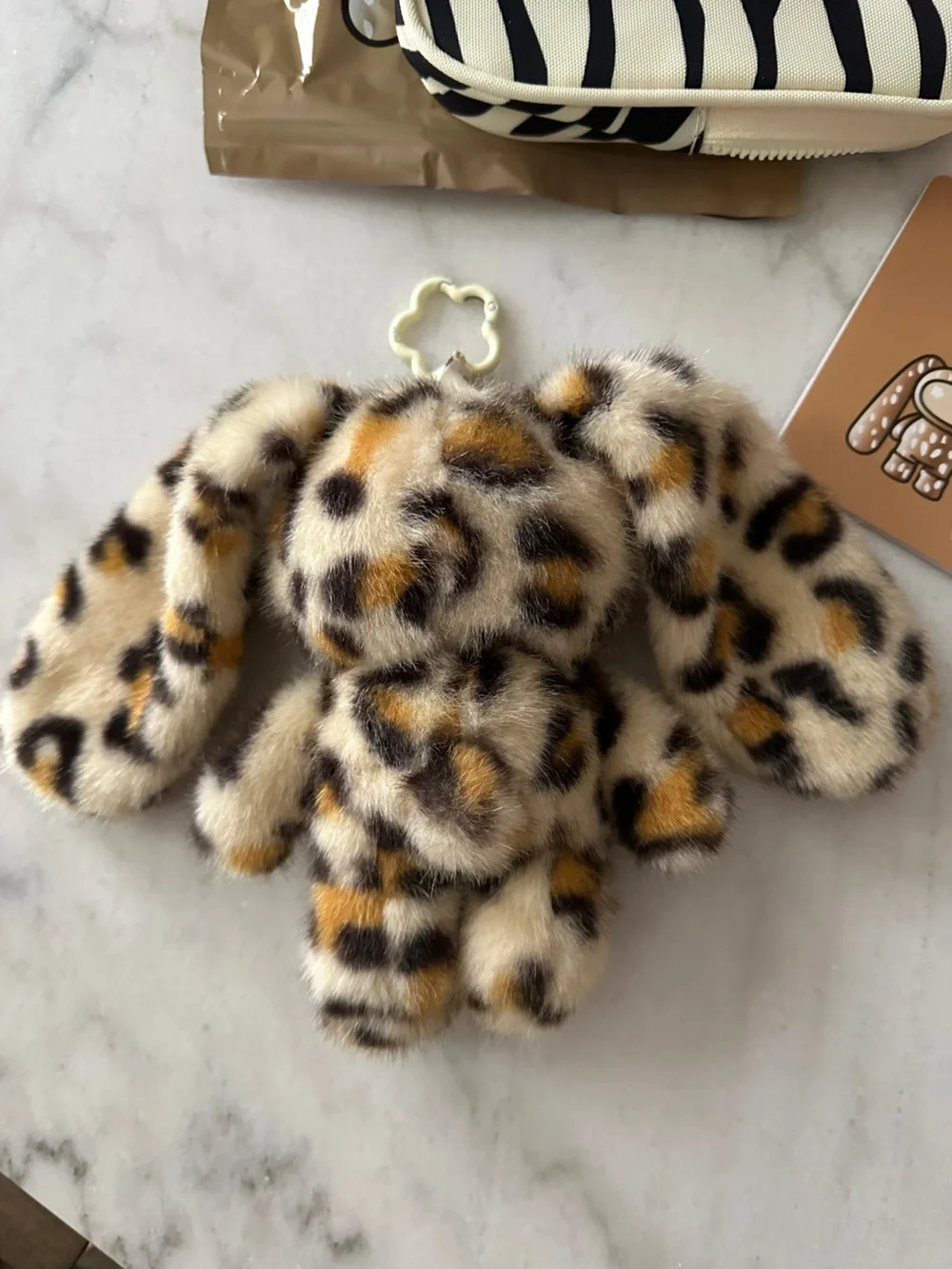 CJ HENDRY-JUJU KENNY Leopard Print Plush Keychain Bag Charm - Brown
